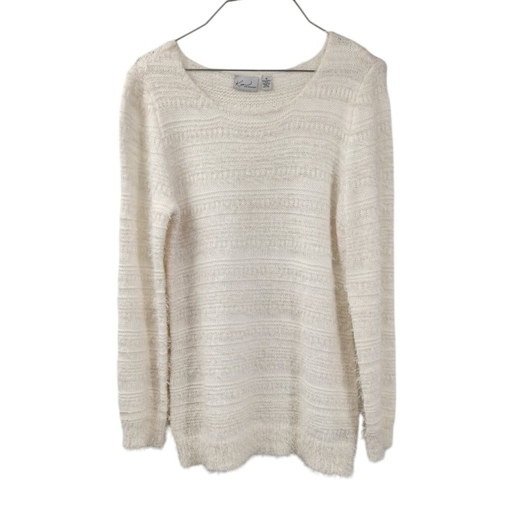 Kim Rogers Cream Colored Fuzzy Sweater Womens Size Small S